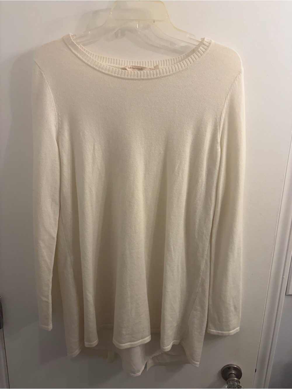 Soft Surroundings Cream Long Sleeve Boatneck Top